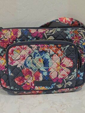 Vera Bradley Mini Hipster Crossbody Bag Jazzy Blooms Floral Organizer 10x7x1"